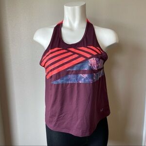 Under armour burgundy y back tank top sz.L